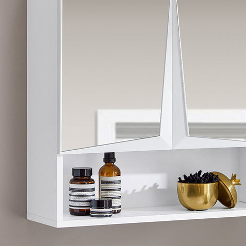 Rootz Mirror Cabinet with Adjustable Shelves - Wall-Mounted Bathroom Cabinet - Space-Saving Storage Solution - MDF Construction - 48cm x 48cm x 17cm