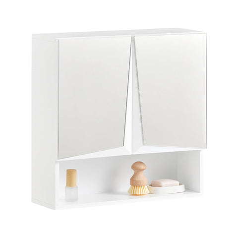 Rootz Mirror Cabinet with Adjustable Shelves - Wall-Mounted Bathroom Cabinet - Space-Saving Storage Solution - MDF Construction - 48cm x 48cm x 17cm