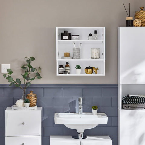 Rootz Mirror Cabinet with Adjustable Shelves - Wall-Mounted Bathroom Cabinet - Space-Saving Storage Solution - MDF Construction - 48cm x 48cm x 17cm