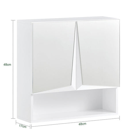 Rootz Mirror Cabinet with Adjustable Shelves - Wall-Mounted Bathroom Cabinet - Space-Saving Storage Solution - MDF Construction - 48cm x 48cm x 17cm