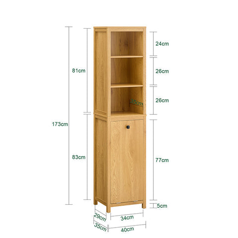 Rootz Bathroom Tall Cabinet - Storage Cabinet - Laundry Sorter - MDF PB Material - 40kg Capacity - 40x173x35cm - Wall Mountable