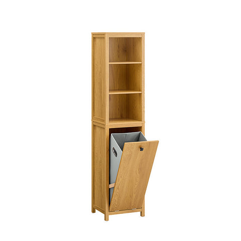 Rootz Bathroom Tall Cabinet - Storage Cabinet - Laundry Sorter - MDF PB Material - 40kg Capacity - 40x173x35cm - Wall Mountable