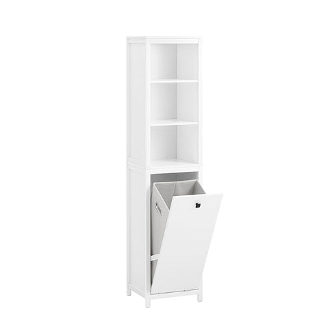Rootz Bathroom Tall Cabinet - Linen Storage - Bathroom Organizer - MDF E1 PB E1 - 40kg Load Capacity - 40x173x35cm - Wall Mountable