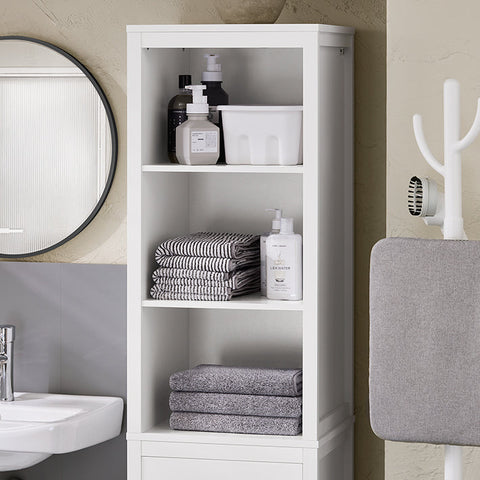 Rootz Bathroom Tall Cabinet - Linen Storage - Bathroom Organizer - MDF E1 PB E1 - 40kg Load Capacity - 40x173x35cm - Wall Mountable
