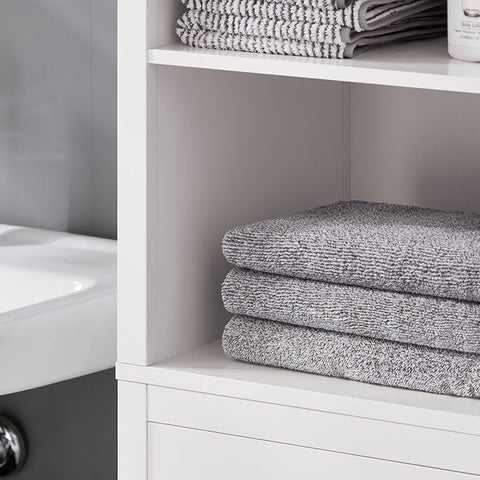 Rootz Bathroom Tall Cabinet - Linen Storage - Bathroom Organizer - MDF E1 PB E1 - 40kg Load Capacity - 40x173x35cm - Wall Mountable