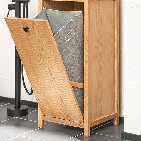 Rootz Linen Cupboard with Fold-Out Laundry Chest - Laundry Collector - Bathroom Cabinet - Moisture-Resistant - Anti-Tip Safety Feature - Easy Assembly - 40cm x 90cm x 35cm