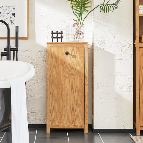 Rootz Linen Cupboard with Fold-Out Laundry Chest - Laundry Collector - Bathroom Cabinet - Moisture-Resistant - Anti-Tip Safety Feature - Easy Assembly - 40cm x 90cm x 35cm
