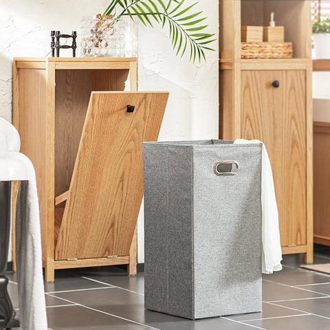 Rootz Linen Cupboard with Fold-Out Laundry Chest - Laundry Collector - Bathroom Cabinet - Moisture-Resistant - Anti-Tip Safety Feature - Easy Assembly - 40cm x 90cm x 35cm