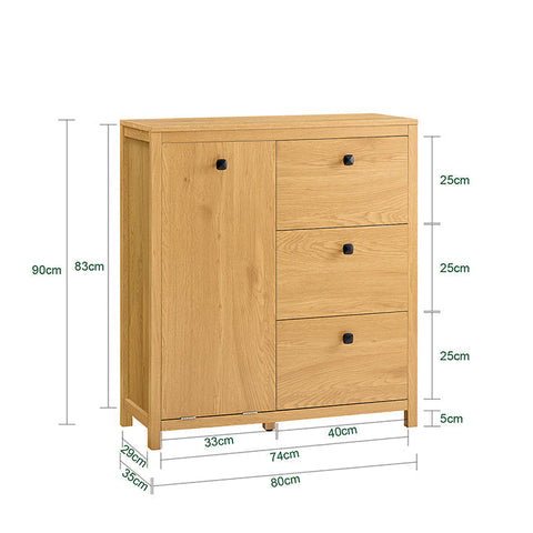 Rootz Laundry Basket Cabinet - Linen Storage - Sorting Compartments - Moisture Protection - 80cm x 90cm x 35cm - WhiteGrayYellow