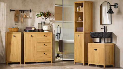 Rootz Laundry Basket Cabinet - Linen Storage - Sorting Compartments - Moisture Protection - 80cm x 90cm x 35cm - WhiteGrayYellow
