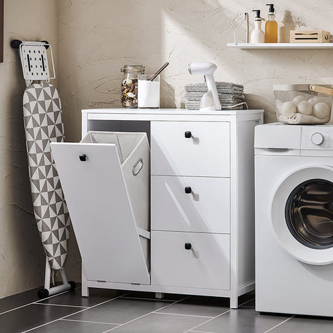 Rootz Laundry Cabinet Set - Linen Storage Unit - Clothes Organizer - MDF and PB Construction - 80cm x 90cm x 35cm - 32kg - Easy Assembly