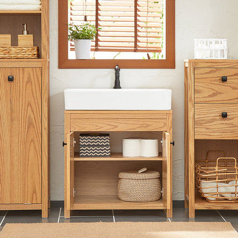 Rootz Sink Base Cabinet - Bathroom Cabinet - Washbasin Stand - Moisture Resistant - Adjustable Shelf - Easy Assembly - 60cm x 60cm x 35cm