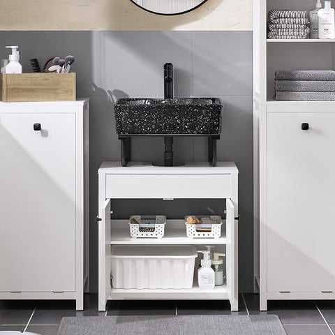 Rootz Bathroom Vanity Cabinet - Storage Unit - Organizer - MDF PB Construction - Adjustable Shelf - Disguises Siphon - 60x60x35cm - Easy Assembly