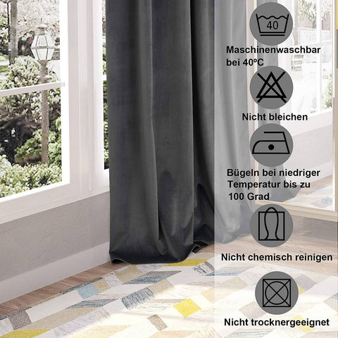 Rootz Luxury Velvet Blackout Curtains - Privacy Drapes - Light Blocking Panels - High-Quality Velvet - Easy Installation - Machine Washable - 140cm x 225cm/245cm/270cm