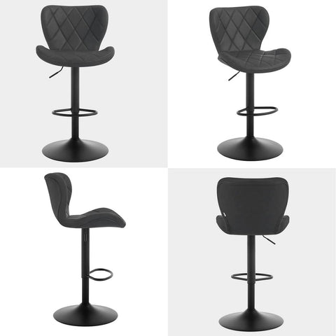 Rootz Bar Stool - Swivel Chair - Counter Chair - High-Quality Faux Leather - Adjustable Height - 47cm x (89-109.5cm) x 54cm