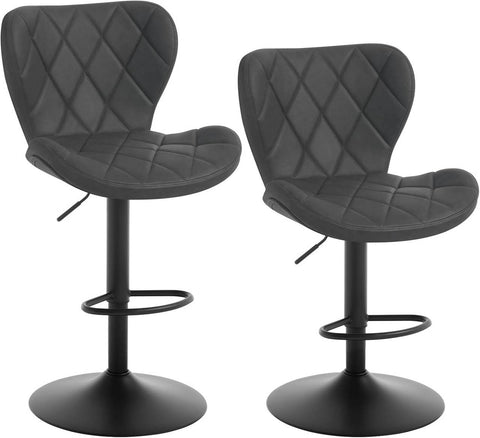 Rootz Swivel Bar Stool - Kitchen Stool - Counter Chair - High-Quality Faux Leather - Adjustable Height - Ergonomic Design - 47cm x (89-109.5cm) x 54cm