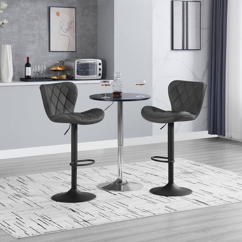 Rootz Bar Stool - Swivel Chair - Counter Chair - High-Quality Faux Leather - Adjustable Height - 47cm x (89-109.5cm) x 54cm