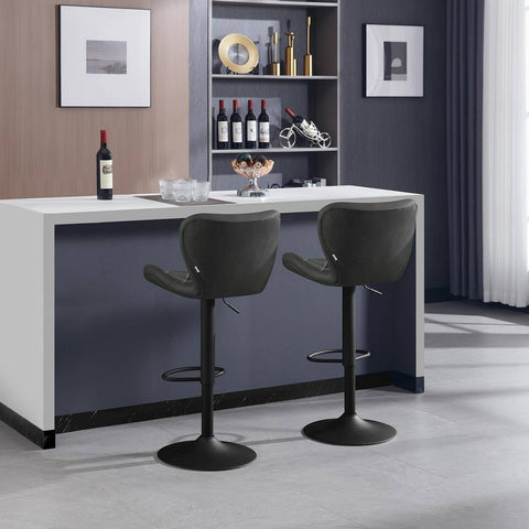 Rootz Bar Stool - Swivel Chair - Counter Chair - High-Quality Faux Leather - Adjustable Height - 47cm x (89-109.5cm) x 54cm
