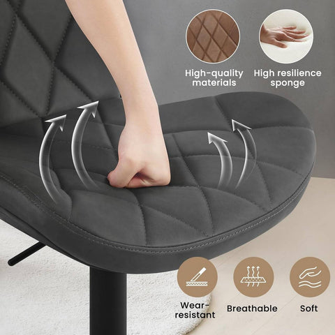 Rootz Swivel Bar Stool - Kitchen Stool - Counter Chair - High-Quality Faux Leather - Adjustable Height - Ergonomic Design - 47cm x (89-109.5cm) x 54cm