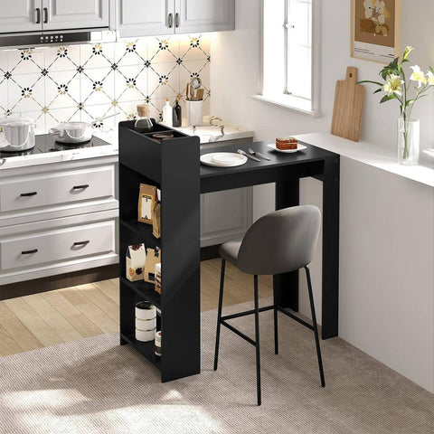 Rootz Bar Table with Shelf - High Table - Bistro Table - 2 Storage Compartments - Solid Construction - 110cm x 120cm x 51cm