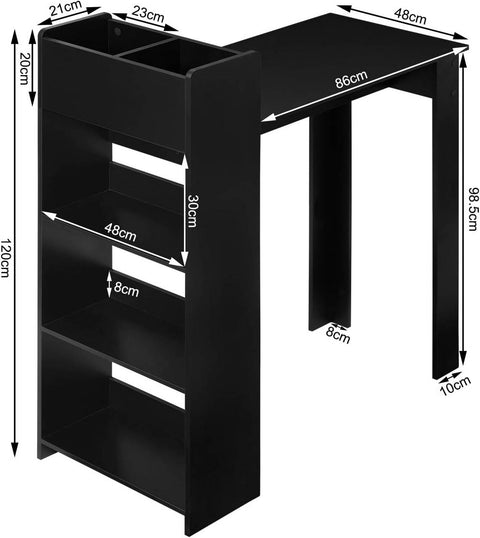 Rootz Bar Table with Shelf - High Table - Bistro Table - 2 Storage Compartments - Solid Construction - 110cm x 120cm x 51cm