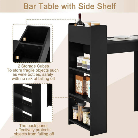 Rootz Bar Table with Shelf - High Table - Bistro Table - 2 Storage Compartments - Solid Construction - 110cm x 120cm x 51cm