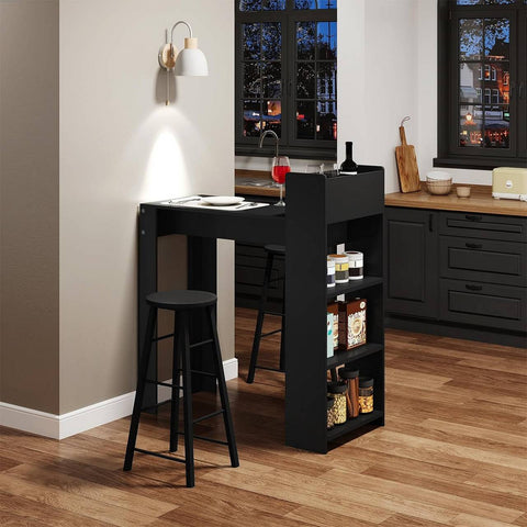 Rootz Bar Table with Shelf - High Table - Bistro Table - 2 Storage Compartments - Solid Construction - 110cm x 120cm x 51cm