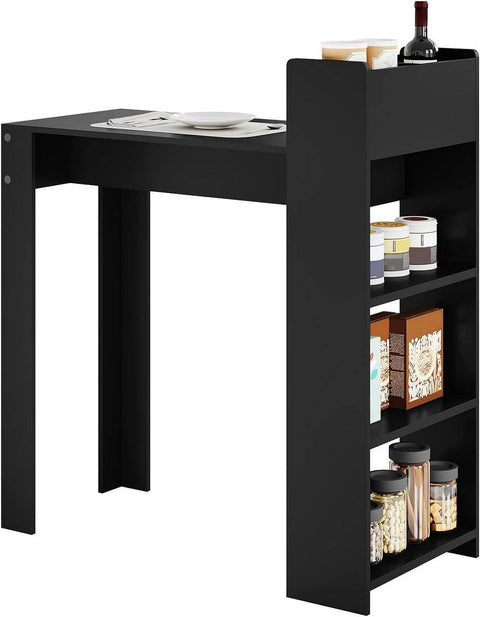 Rootz Bar Table with Shelf - High Table - Bistro Table - 2 Storage Compartments - Solid Construction - 110cm x 120cm x 51cm