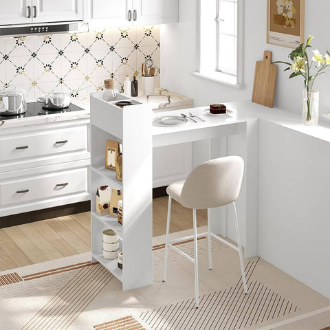 Rootz Bar Table with Shelf - Kitchen Table - Bistro Table - E1 Melamine Veneer - Spacious - 110cm x 120cm x 51cm