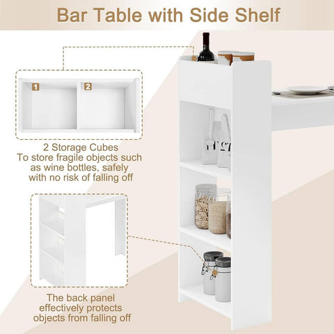 Rootz Bar Table with Shelf - Kitchen Table - Bistro Table - E1 Melamine Veneer - Spacious - 110cm x 120cm x 51cm