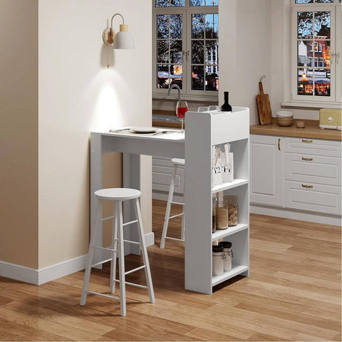 Rootz Bar Table with Shelf - Kitchen Table - Bistro Table - E1 Melamine Veneer - Spacious - 110cm x 120cm x 51cm