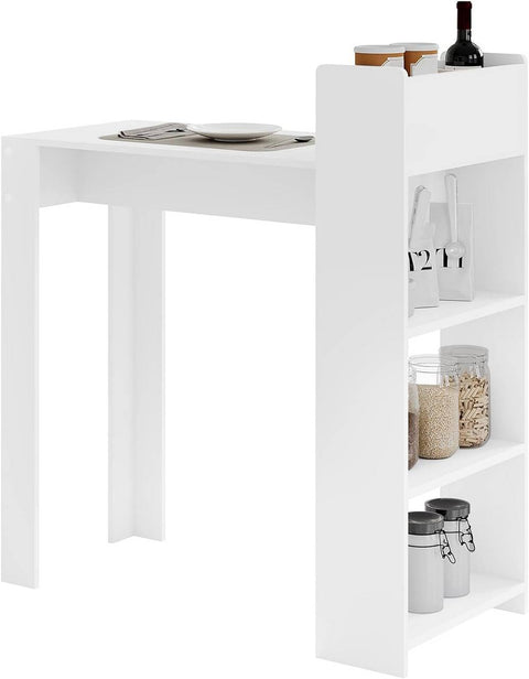 Rootz Bar Table with Shelf - Kitchen Table - Bistro Table - E1 Melamine Veneer - Spacious - 110cm x 120cm x 51cm