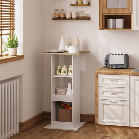 Rootz Bar Table with Shelves - Tall Square Table - Dining Table - Storage Cabinet - Wood Material - 60cm x 60cm x 112cm