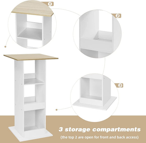 Rootz Bar Table with Shelves - Tall Square Table - Dining Table - Storage Cabinet - Wood Material - 60cm x 60cm x 112cm