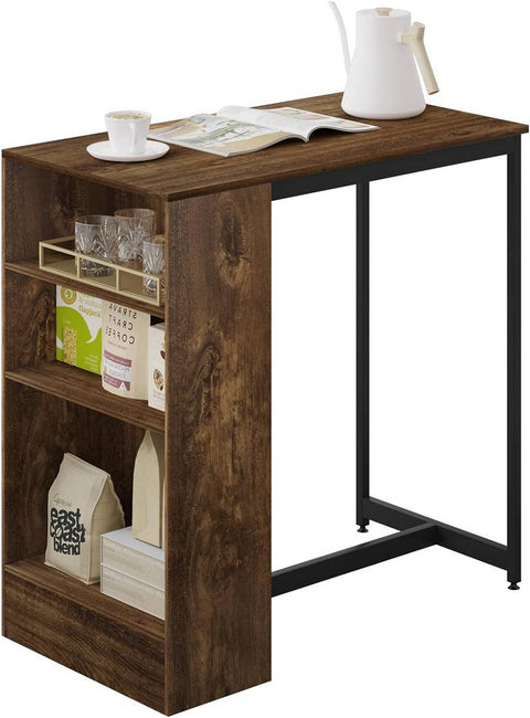 Rootz Home Bar Table with Wine Shelf - Tall Bistro Table - Kitchen Counter Table - Wood Material - 91cm x 91cm x 49cm