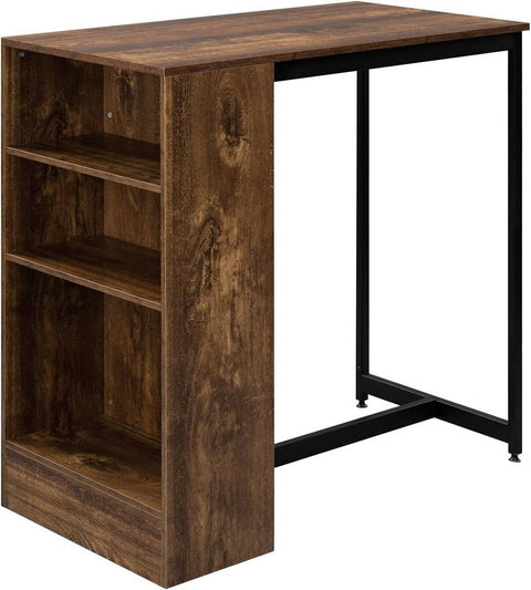 Rootz Home Bar Table with Wine Shelf - Tall Bistro Table - Kitchen Counter Table - Wood Material - 91cm x 91cm x 49cm