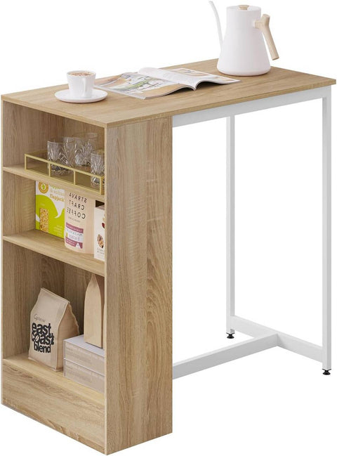 Rootz Home Bar Table with Shelf - Kitchen Counter - Bistro Table - Wood Material - 91cm x 91cm x 49cm