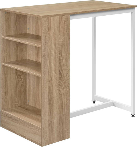 Rootz Home Bar Table with Shelf - Kitchen Counter - Bistro Table - Wood Material - 91cm x 91cm x 49cm