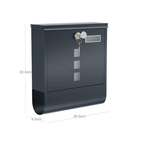 Rootz Mailbox - Letter Holder - Newspaper Storage - Weatherproof - Durable - Powder-Coated Steel - 30.5cm x 9.5cm x 33.3cm