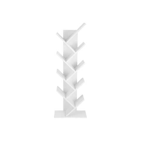 Rootz Bookcase - 8 Tier Bookcase - Tree-shaped Bookcase - Modern Tree Book Organizer - Stylish Tree-shaped Shelving Unit - Floor-standing Tree Book Storage - Chipboard - White - 50 x 141.5 x 25 cm (W x H x D)