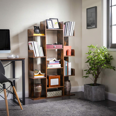 Rootz 13 Compartment Bookcase - Bookshelf - Storage Shelf - Smooth Finish - 86cm x 25cm x 140cm