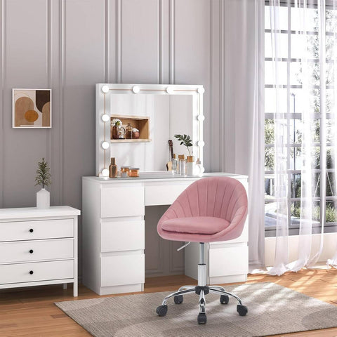 Rootz Office Chair - Velvet Chair - Swivel Chair - Ergonomic Chair - Height Adjustable - 52cm x (72-82)cm x 52cm - Suitable for Home & Office