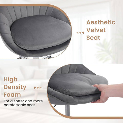 Rootz Office Chair - Velvet Desk Chair - Swivel Chair - Ergonomic Cosmetics Chair - Thick Double Padding - Adjustable Height - 52cm x (72-82cm) x 52cm
