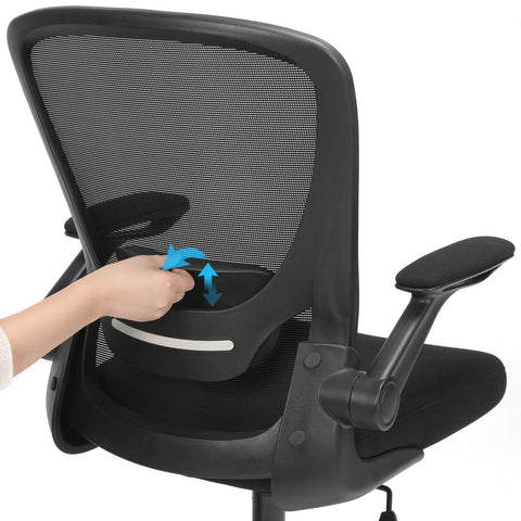 Rootz Mesh Office Chair - Desk Chair - Swivel Chair - Adjustable Lumbar Support - Fold-Up Armrests - Breathable Mesh - 66cm x 60cm x (99-107)cm