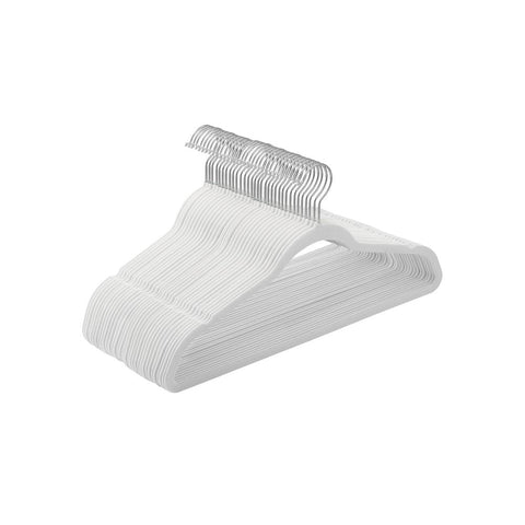 Rootz Set Of 20 Clothes Hangers - Velvet Hanger - With Rotating Hook - Plastic ABS - Metal Hook - White - 42 x 0.5 x 21.5 cm