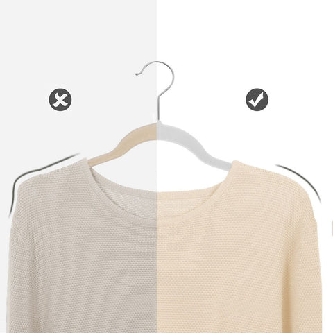 Rootz Set Of 20 Clothes Hangers - Velvet Hanger - With Rotating Hook - Plastic ABS - Metal Hook - White - 42 x 0.5 x 21.5 cm