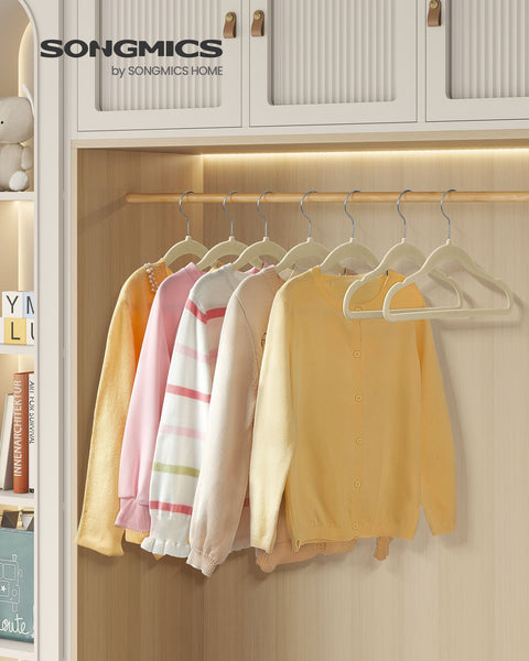 Rootz 50 Pack Children's Clothes Hangers - Kids Hangers - Wardrobe Organizers - ABS Plastic - Velvet - Metal Hook - 30cm x 20.5cm - Sand Beige - Lightweight - Durable - Space-saving