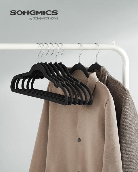 Rootz 50 Pack Velvet Clothes Hangers - Black Hangers - Space Saving Hangers - Non-Slip Hangers - Velvet Hangers - ABS Plastic - Metal Hook - 43cm x 22cm - Lightweight - 3.7kg - 5kg Capacity
