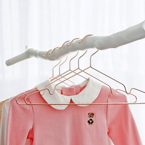 Rootz Set Of 20 Clothes Hangers - Velvet Hanger - With Notch - Iron Wire - Chrome Plating - Rose Gold - 35 x 0.5 x 19 cm (L x W x H)