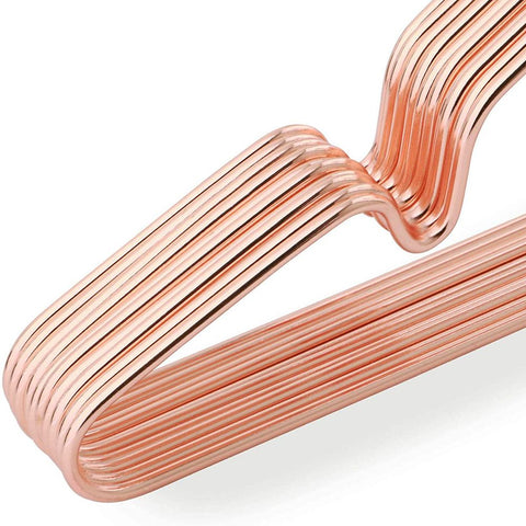 Rootz Set Of 20 Clothes Hangers - Velvet Hanger - With Notch - Iron Wire - Chrome Plating - Rose Gold - 35 x 0.5 x 19 cm (L x W x H)